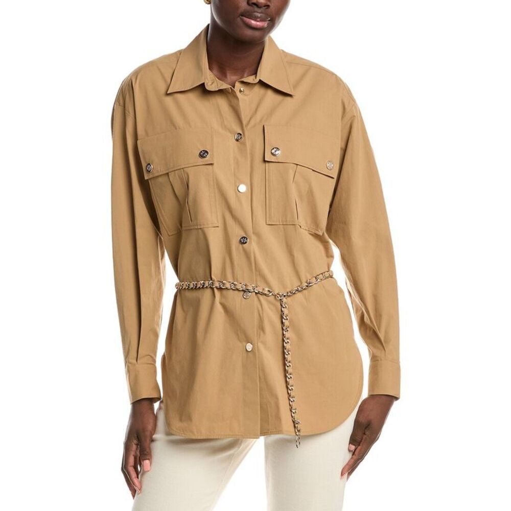 Maje Womens  Chain Belt Shirt, Brown